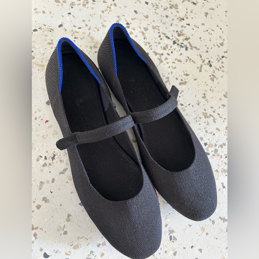 Rothys The Square Mary Jane Women's Size 9.5 Black